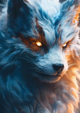 Fiery Wolf Portrait