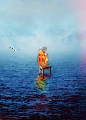 Burning Chair at Sea