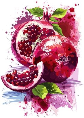 Pomegranate Watercolor Art