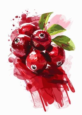 Cranberry Watercolor Illustration