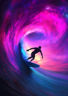 Surfer in Cosmic Wave