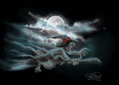 Witch Flying on a Broomstick