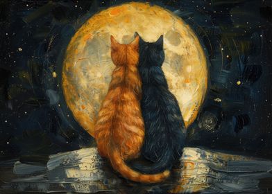 Starry night with cats