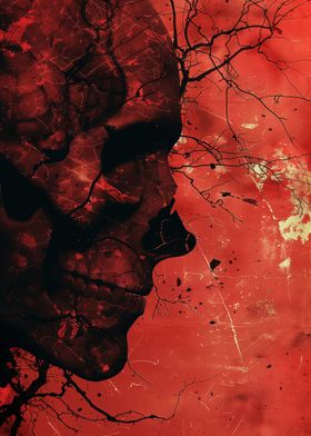 Red Skull Grunge Art