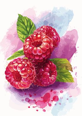 Watercolor Raspberries