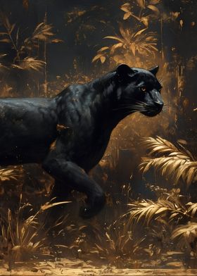 Black Panther in Golden Jungle