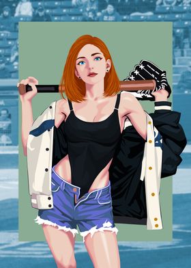 Baseball Girl Illustration