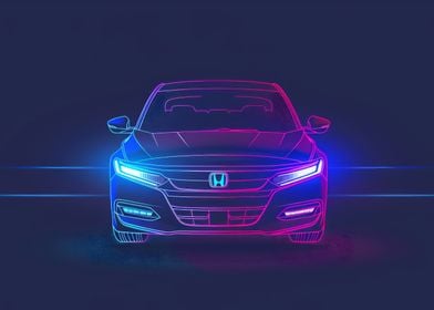 Honda Car Neon Outline