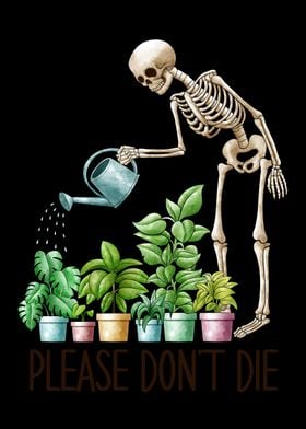 Skeleton Watering Plants