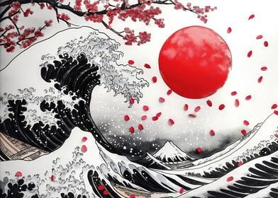 Great Wave with Cherry tree