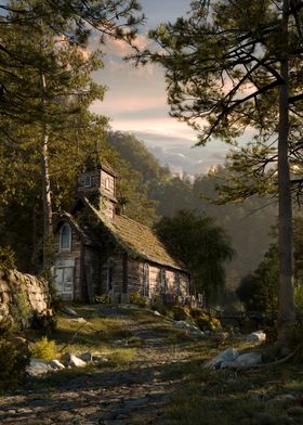 Forest Chapel at Dusk