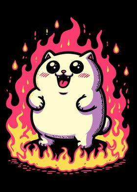 Cute Cat on Fire