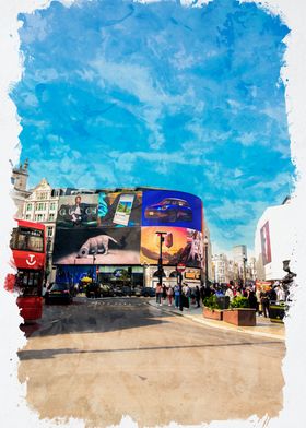 London Street Scene with Billboards