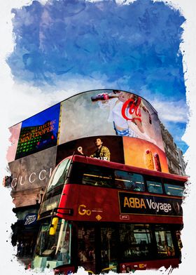 London Bus with Billboards