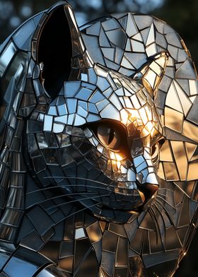 Mosaic Cat Sculpture