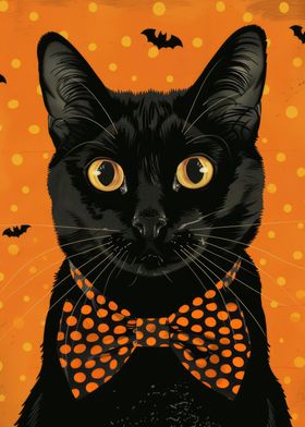 Black Cat Halloween Portrait