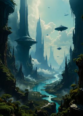 Futuristic Valley Landscape