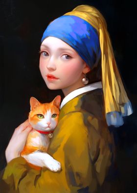 Girl with a Pearl Earring and Cat