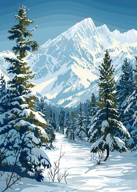 Snowy Mountain Landscape