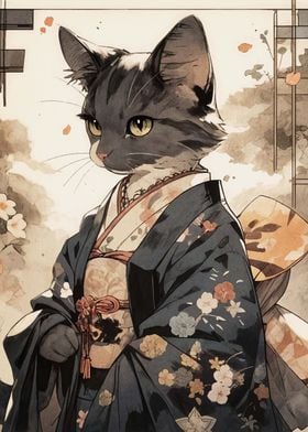 Cat in Kimono Japan