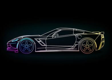 Neon Corvette Outline