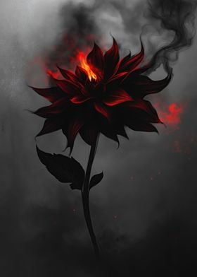 Burning Red Dahlia Flower