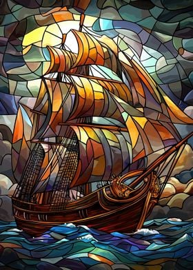 Stained Glass Ship