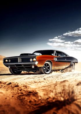 Classic Muscle Car in Desert