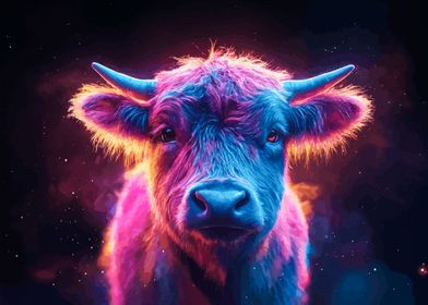 Neon Cow Portrait