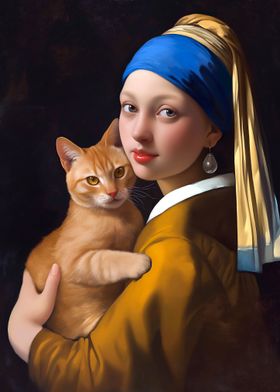 Girl with a Pearl Earring and Cat