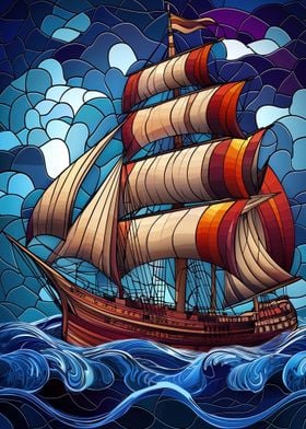 Stained Glass Ship