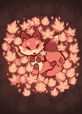 Fox in Autumn Leaves