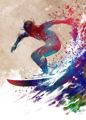 Surfer Watercolor Art