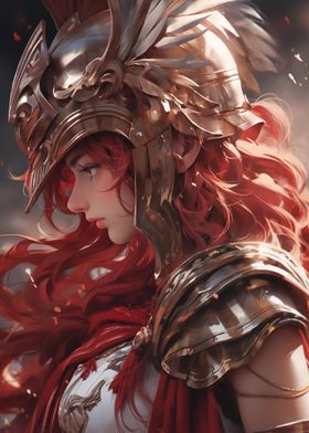 Warrior Woman in Golden Armor