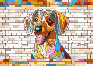 StainDachshund dog  - Doxie -colorful mosaic