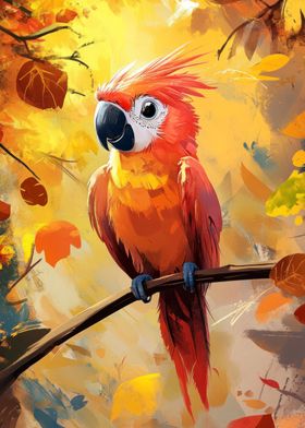 Scarlet Macaw in Autumn