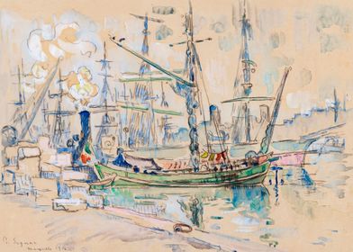 Watercolor Ship Harbor