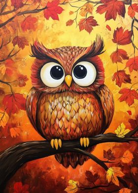 Autumn Owl Painting