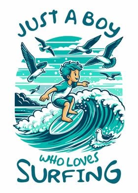 Surfing Boy Illustration