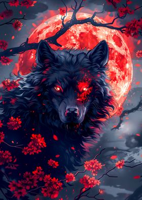 Black Wolf and Blood Moon