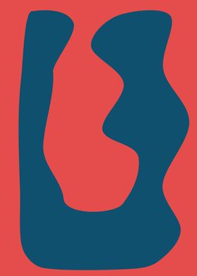 Bold Abstract Organic Shapes in Red and Navy | Minimalist Modern Art