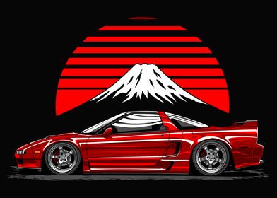 NSX Sports Car with Mount Fuji