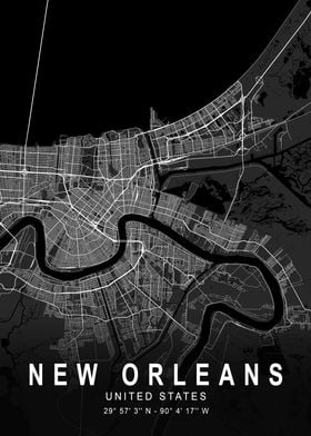 New Orleans Dark Map