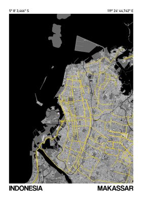 Makassar Map Poster