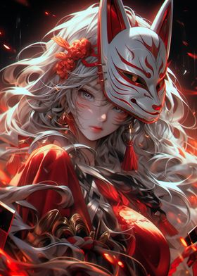 Kitsune Mask Samurai Girl