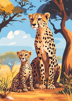 Cheetah Family Poster