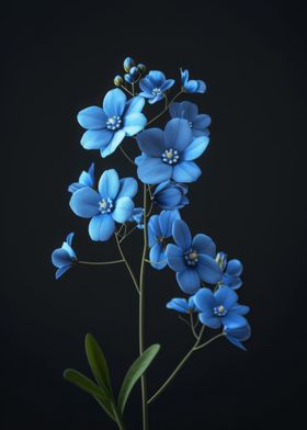 Blue Flowers on Black