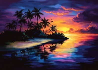 Tropical Sunset Island