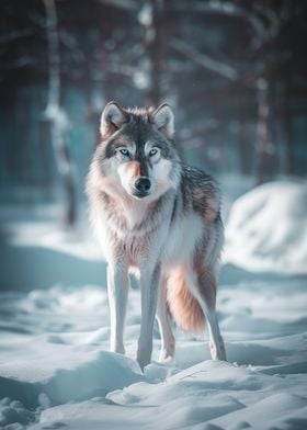 Wolf in Snowy Forest