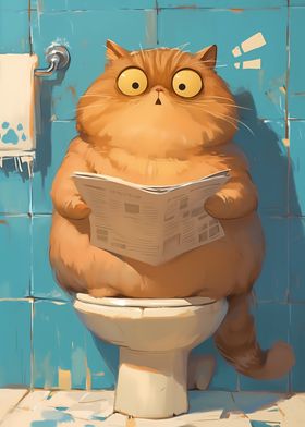 Chubby Cat on Toilet